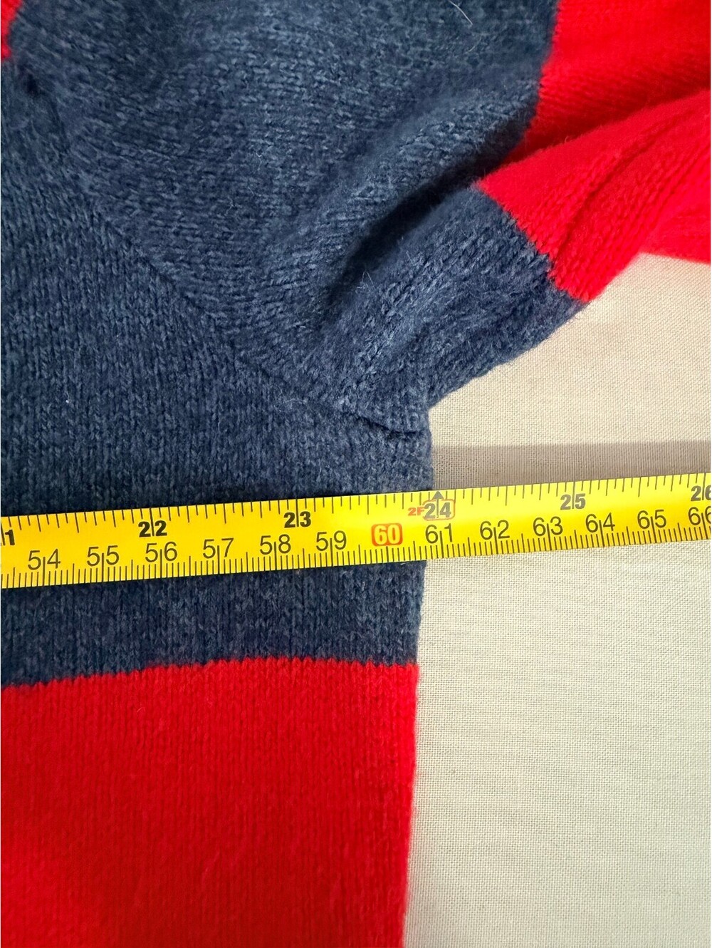 Gap Merino Wool Blend Striped Crewneck Sweater Red Navy Size L - Picture 6 of 9